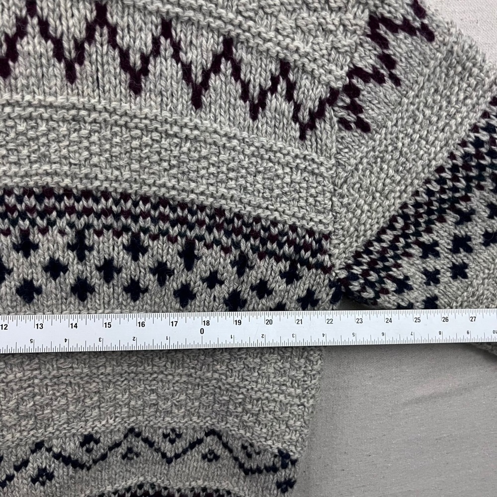 Polo Ralph Lauren Sweater Mens XL Grey Wool Hand Knit Fair Isle Vintage Chunky - Picture 4 of 5